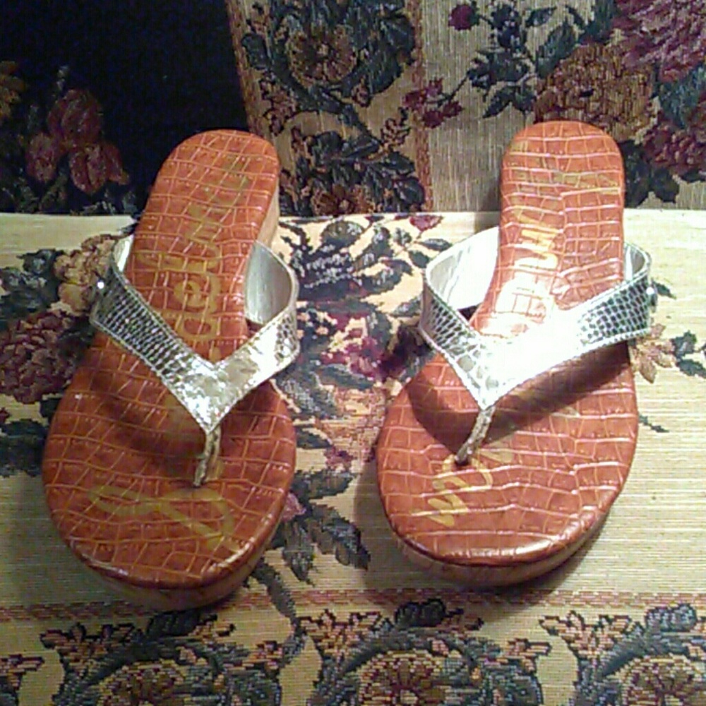 Silver sam edelman tanya sandal sz 8