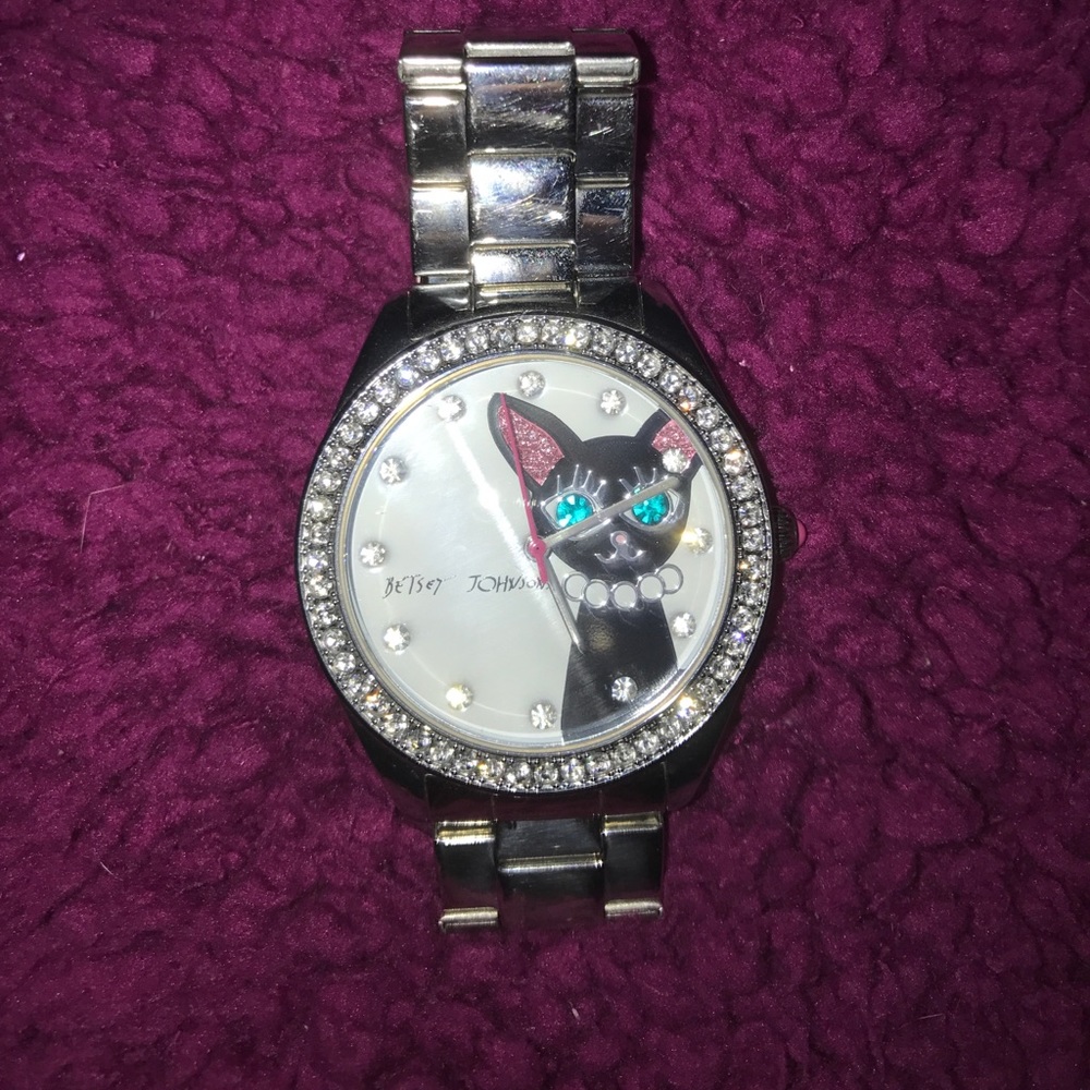 Silver Betsy Johnson Cat Watch