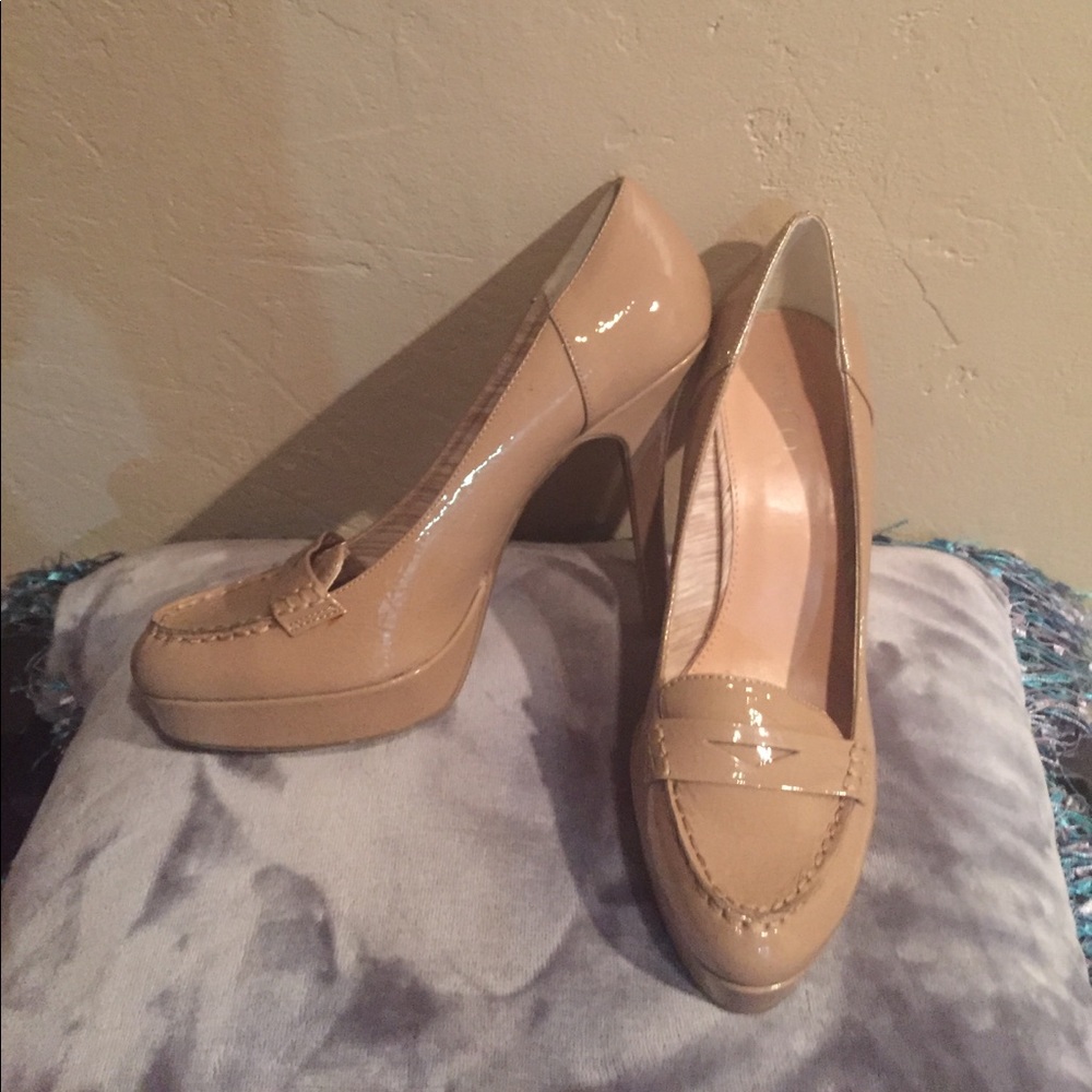 Nude loafer heels