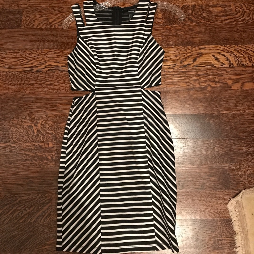 Forever 21 Striped Dress with Cut Outs Worn Once