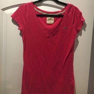 Hollister short sleeve pink vneck