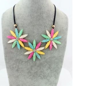 New floral statement bib necklace