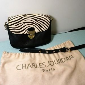 CHARLES JOURDAN Black/ Zebra Leather Crossbody