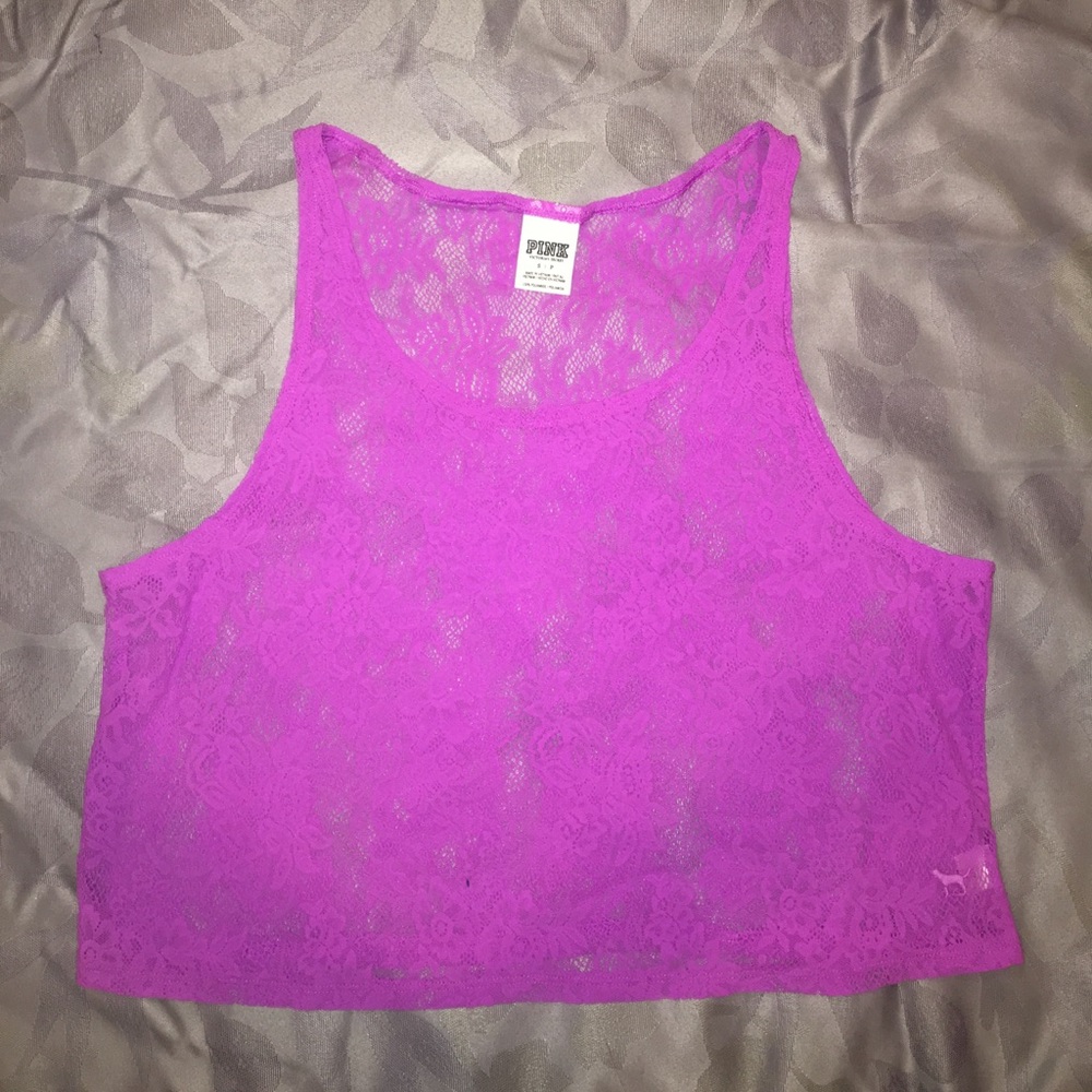 VS PINK purple lace crop top