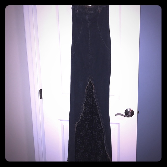Denim dress with Lace front opening. - Picture 1 of 3