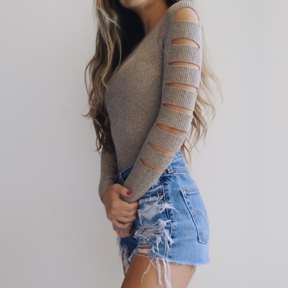 Ribbed Bodysuit w/ Cutouts