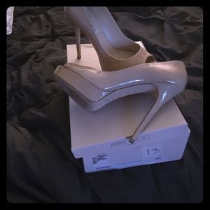 Jimmy Choo Patent Nude Peep Toe