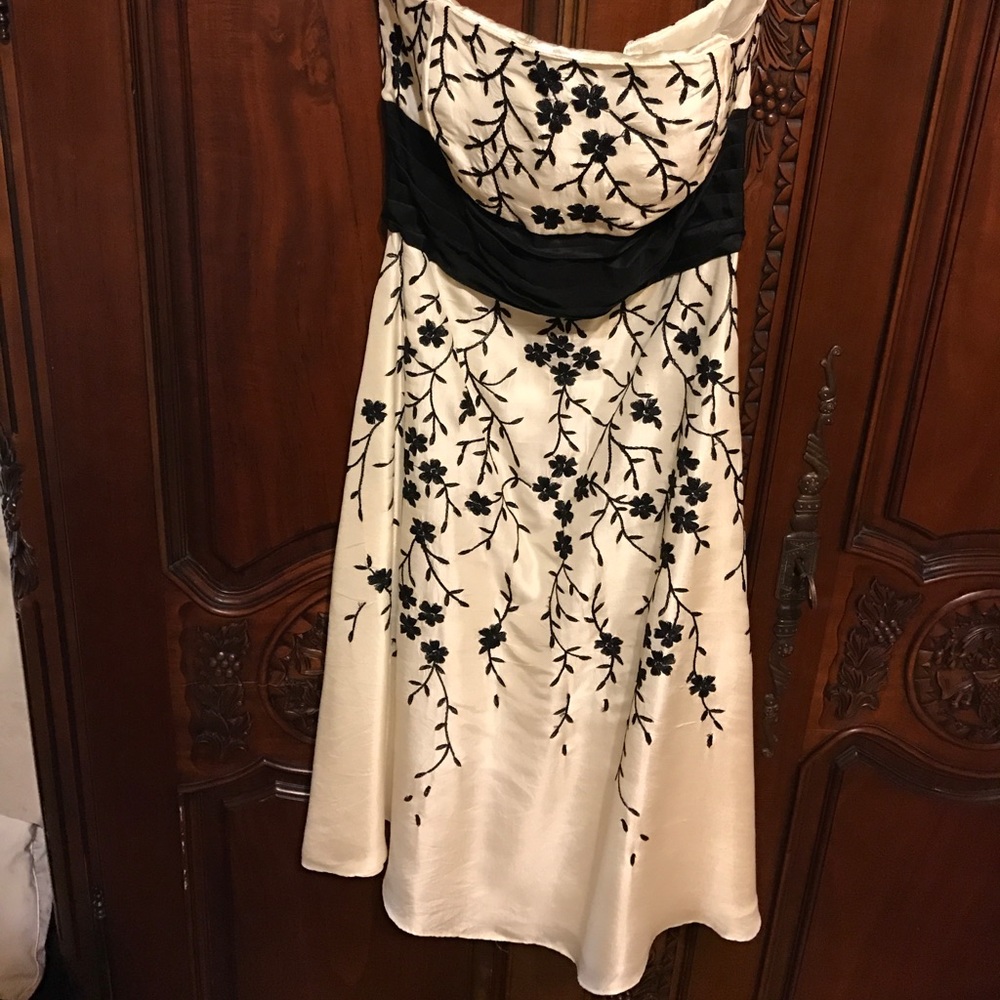 White House black market strapless silk dress