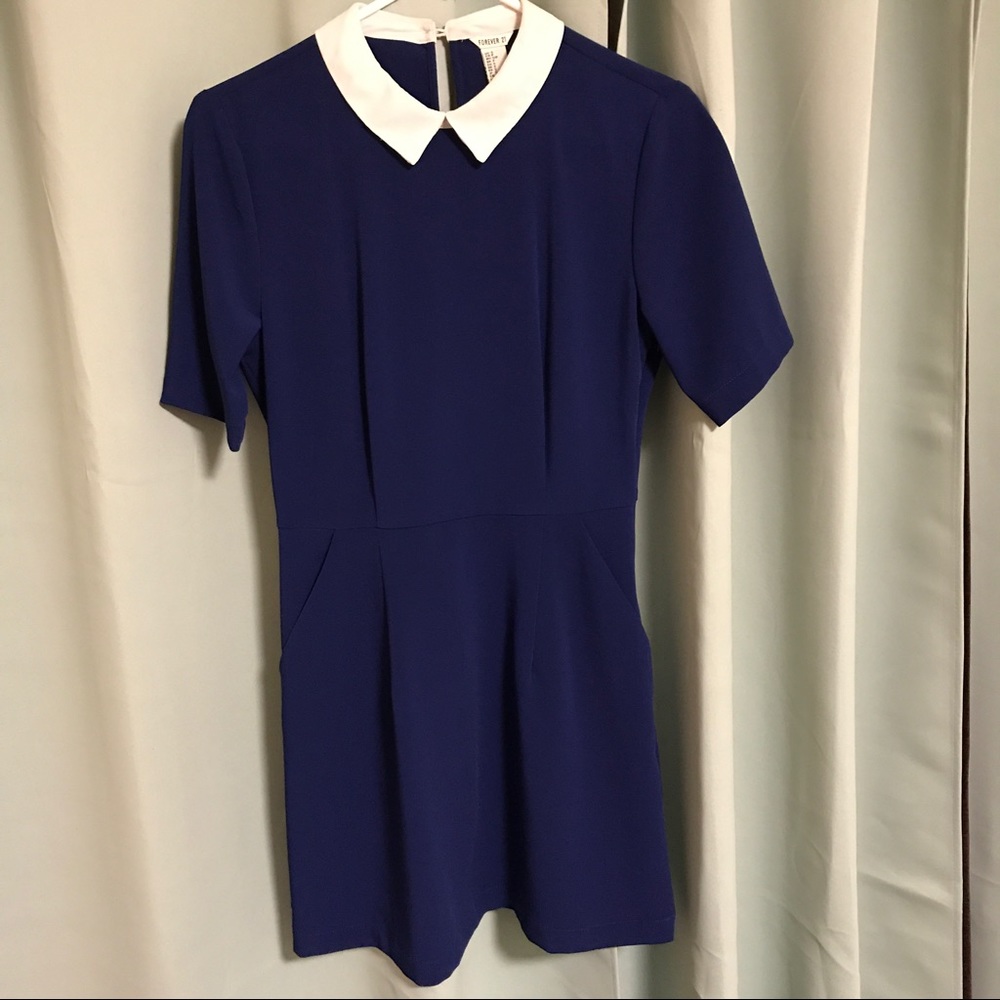 FOREVER 21 blue dress w/ white collar
