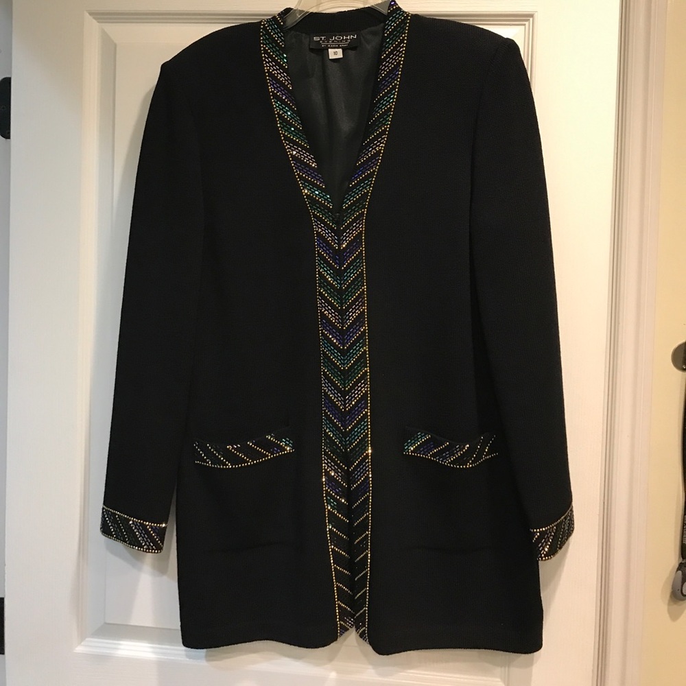 St. John black Jacket embellished long sleeve