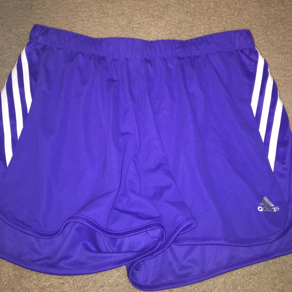 purple adidas shorts