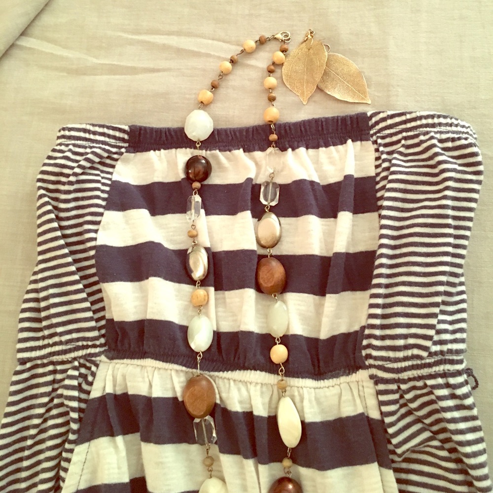 Strapless Navy/White Striped Top 💙