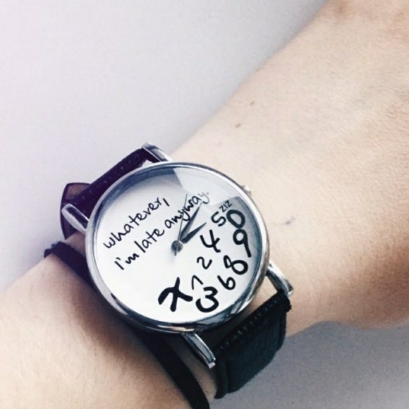 Womens Black Watch Always Late Funny - Picture 2 of 3