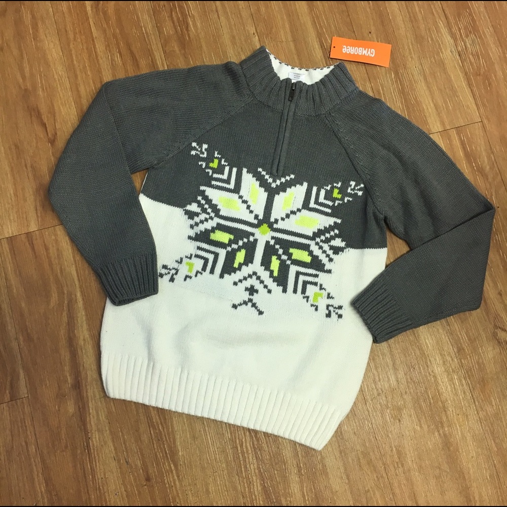NEW NWT Gymboree Heather Gray Half Zip Snowflake 7 - Picture 2 of 4