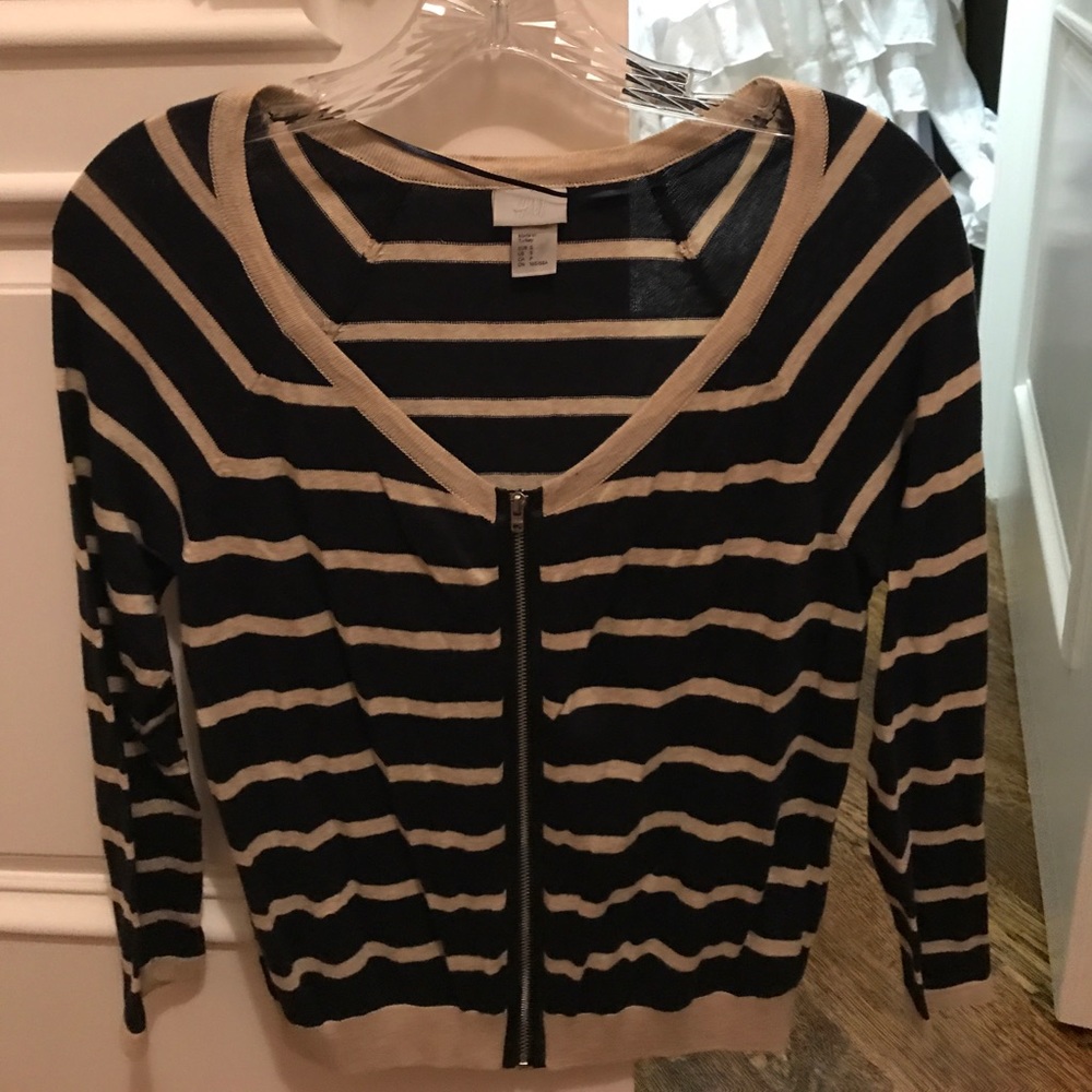 H&M Striped Zip Up Sweater