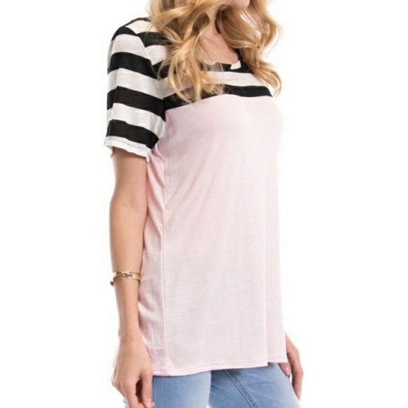 NWT PINK STRIPED TOP - Picture 2 of 4