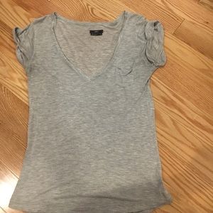 Obey gray rolled sleeve vneck