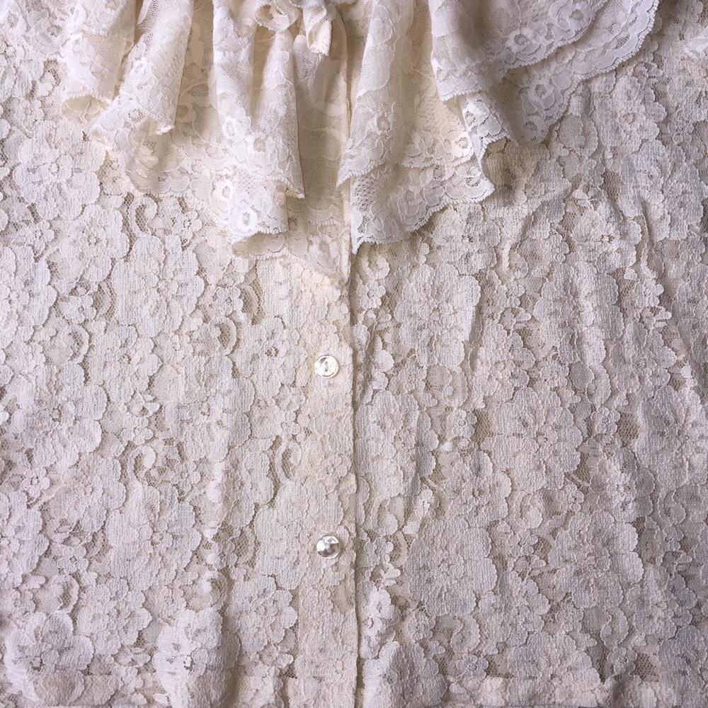 Vintage Cream Lace Victorian Button Down Blouse - Picture 5 of 5
