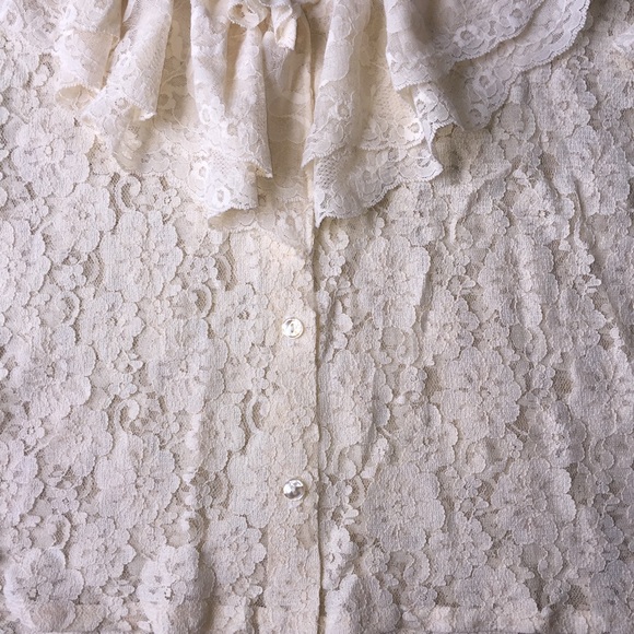 Vintage Cream Lace Victorian Button Down Blouse - Picture 5 of 5