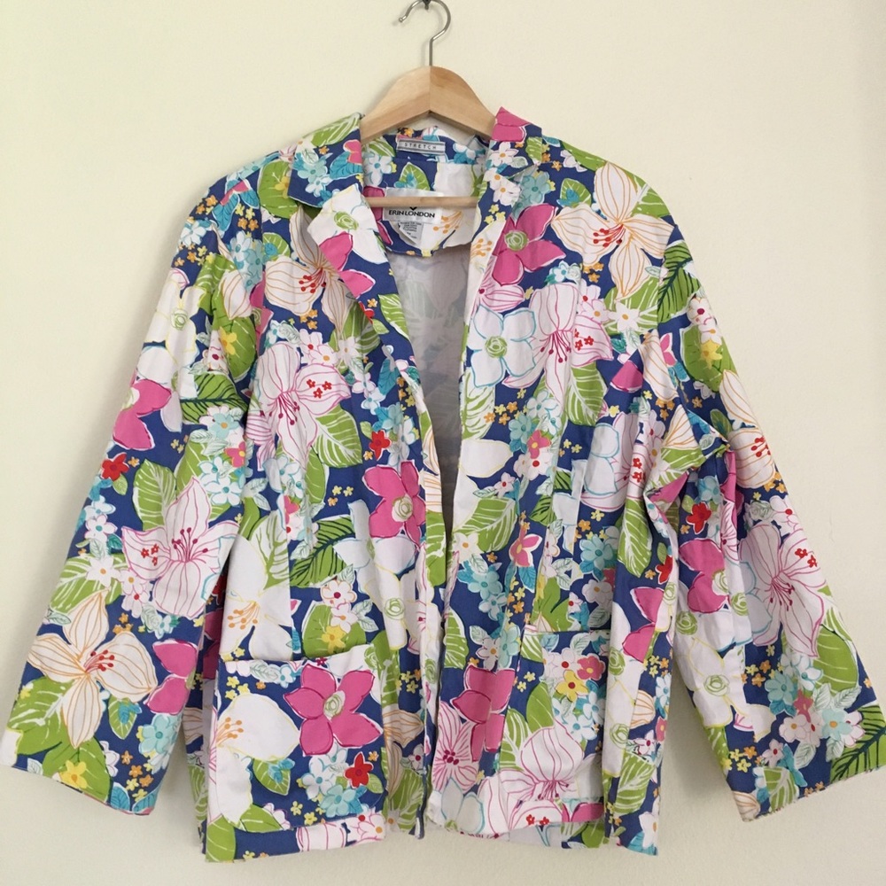 3 for $12 ❄️ 2x Floral Print Cotton Stretch Blazer - Picture 1 of 3