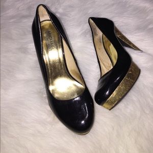 Michael Kors black round toe 4 inch corkscrew heel