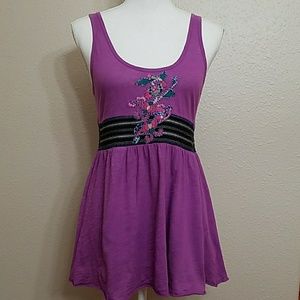Free People Purple Tank with Embroidery