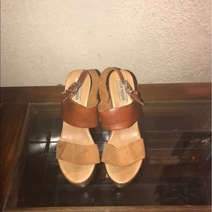 Brown and tan leather sandal