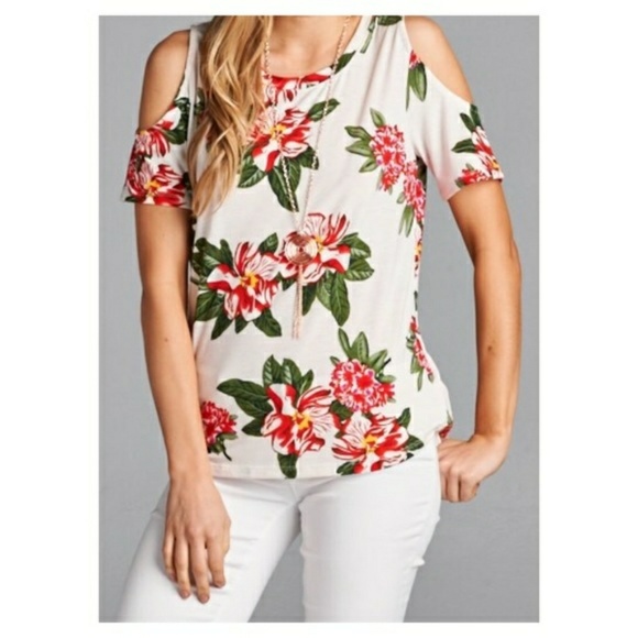 NWT FLORAL OFF SHOULDER TOP - Picture 3 of 5