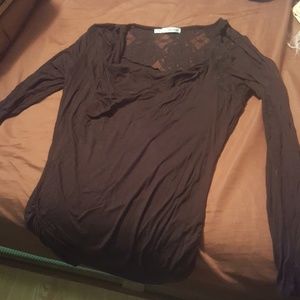 Cowl neck long sleeve shirt