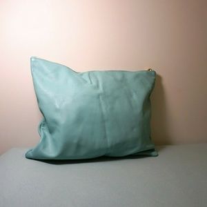AMERICAN APPAREL Large Aqua Leather Clutch