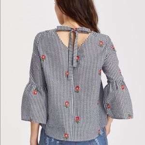 Embroidered Gingham Top