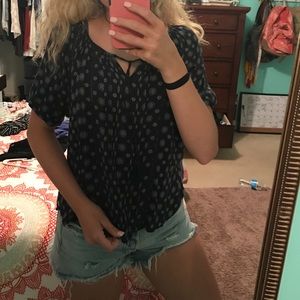 Navy blue printed blouse