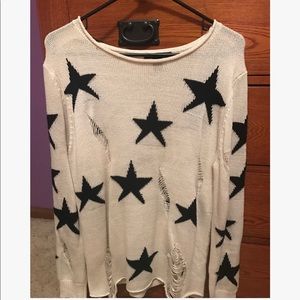PERFECT FOR 4th! Distressed, White Stars sweater!