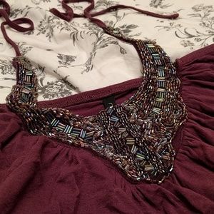 Pretty Purple beaded Halter/Tube Top