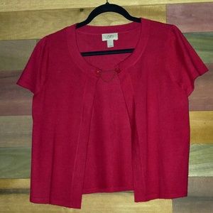 Red Short Sleeve Cardigan