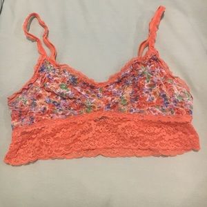 Aerie orange floral print bralette size large
