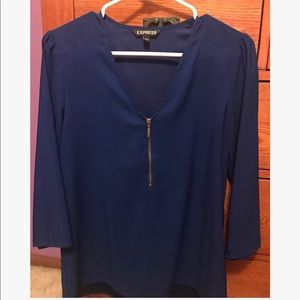 Blue Zipper Express Blouse
