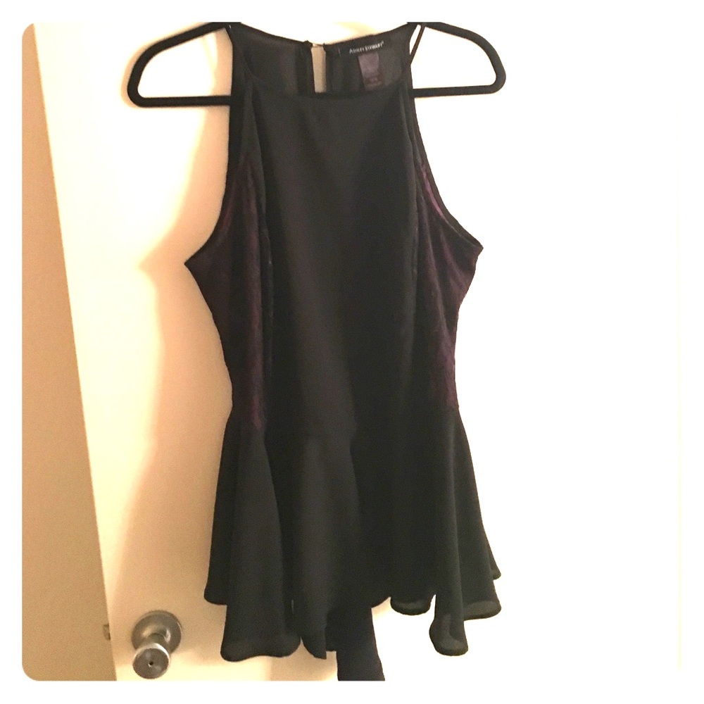 Ashley Stewart Black Halter with Lace Accents