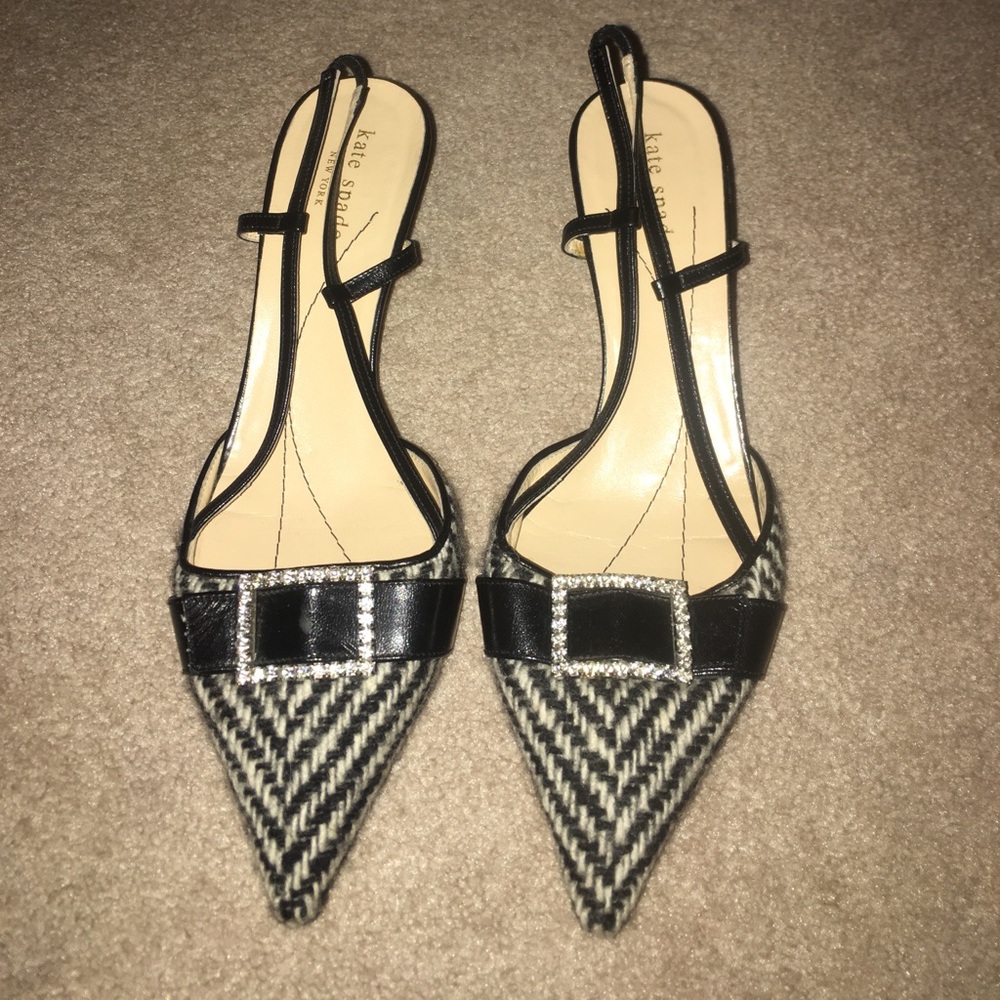 Kate Spade Tweed Pointed toe Sling back heels