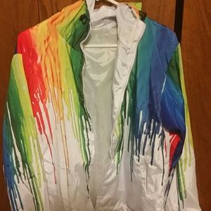 Melting rainbow raincoat