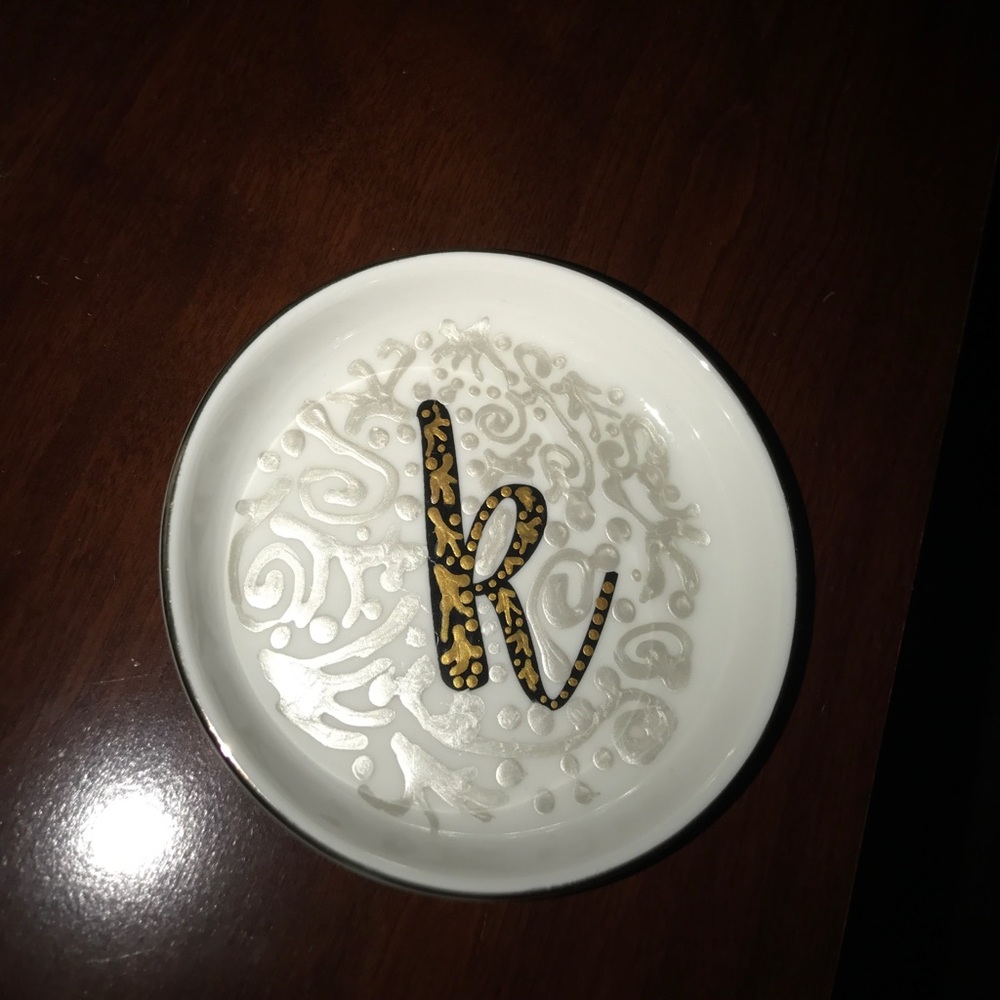 Hand Painted K Ceramic Trinket/Ring Dish