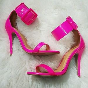 Hot pink. Big buckle heels