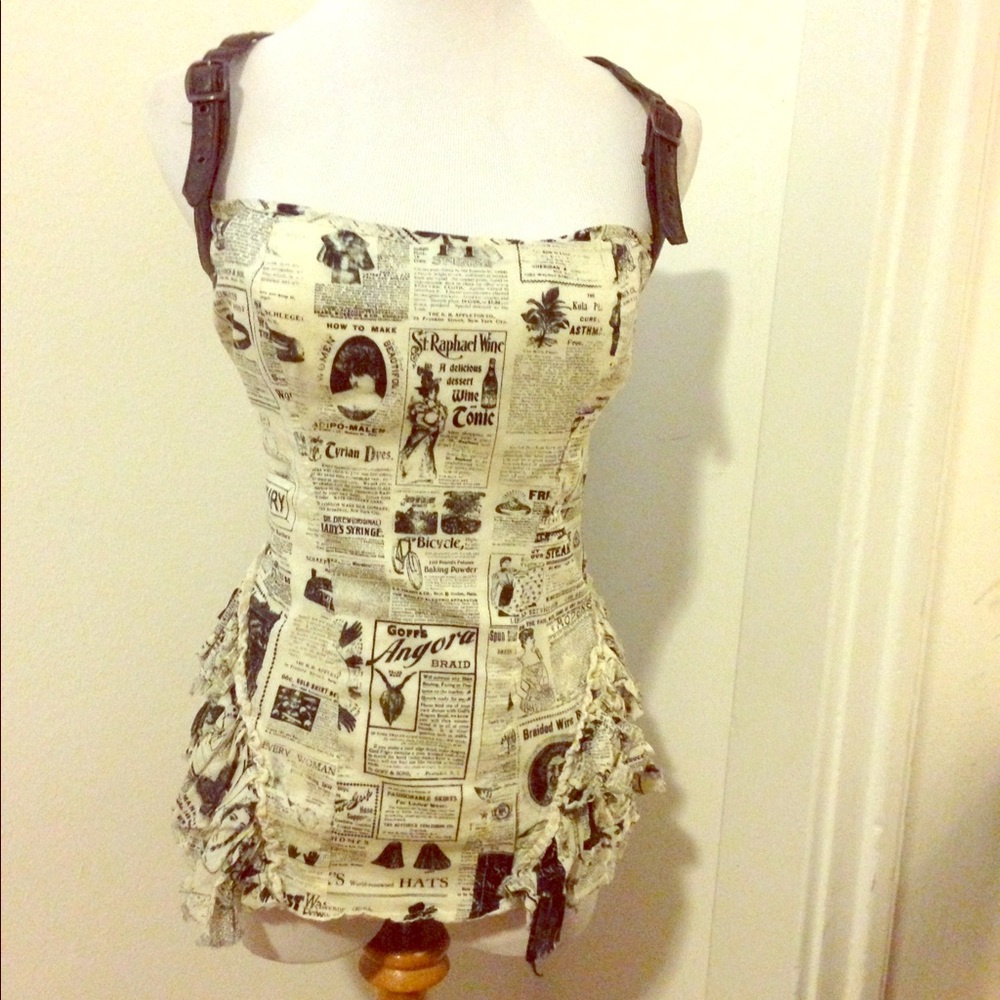 Lip Service Brand Newspaper Cross-back Buckle Tank