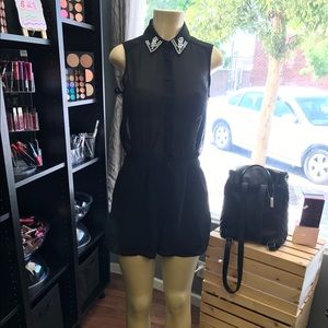 Black elegant shorts romper
