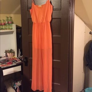 Orange sheer maxi dress