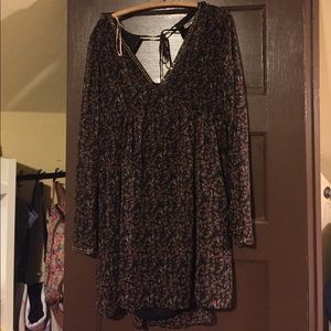 Black boho long sleeve dress