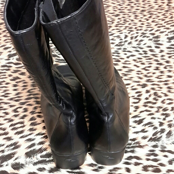 Black boots leather calve high - Picture 4 of 7