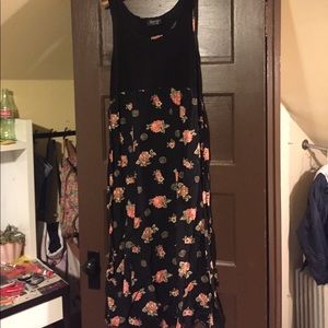 Vintage black floral print dress