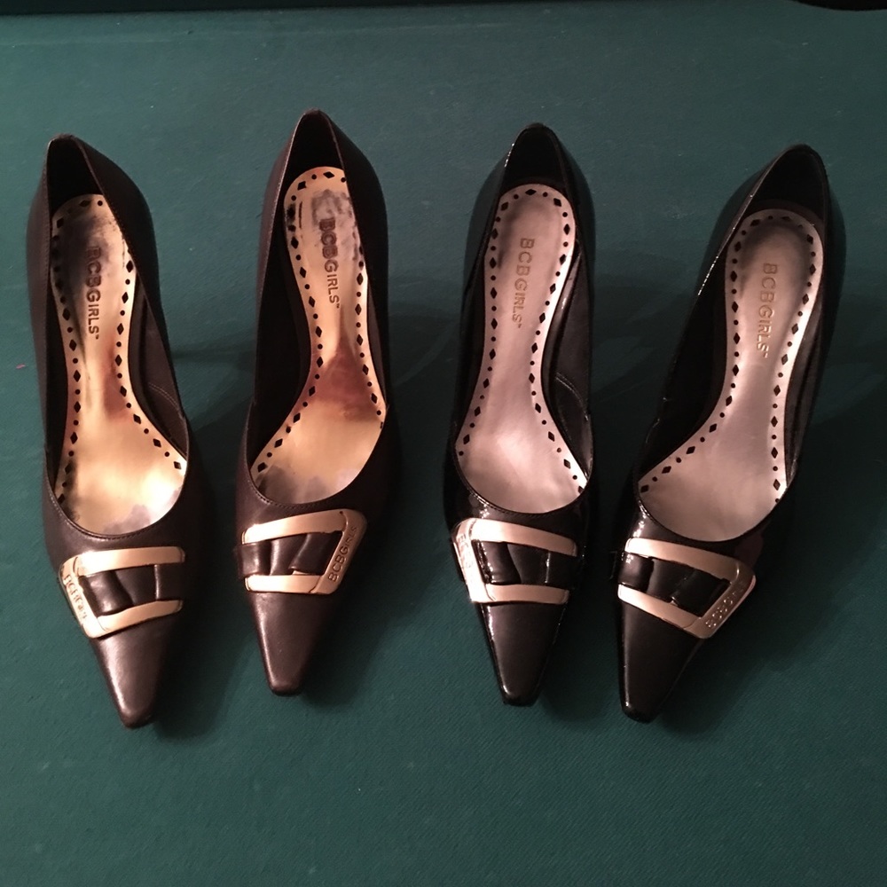 BCBG size 7.5 black and brown heels.