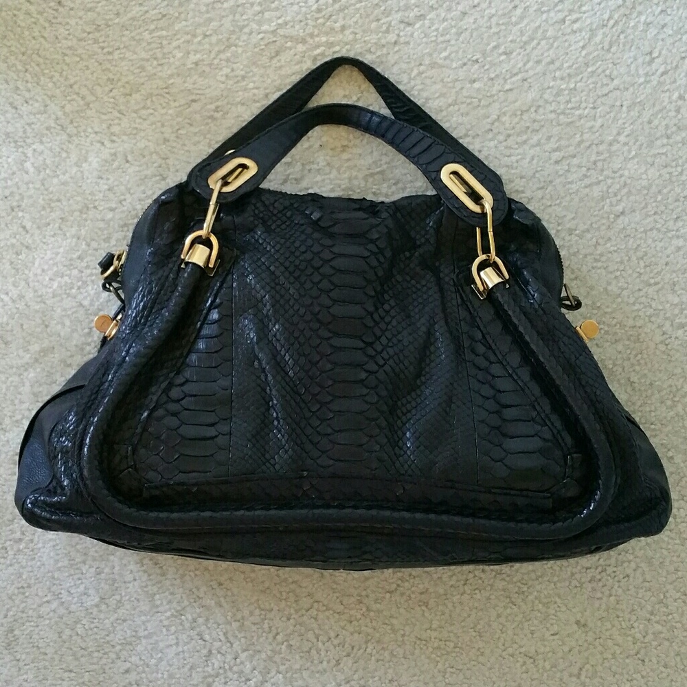 Chloe Python Paraty Medium black handbag bag